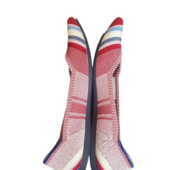 Rothy's 7 Varsity Stripe Red Points Rare Unicorn Flat Shoes BNIB - Picture 5 of 15
